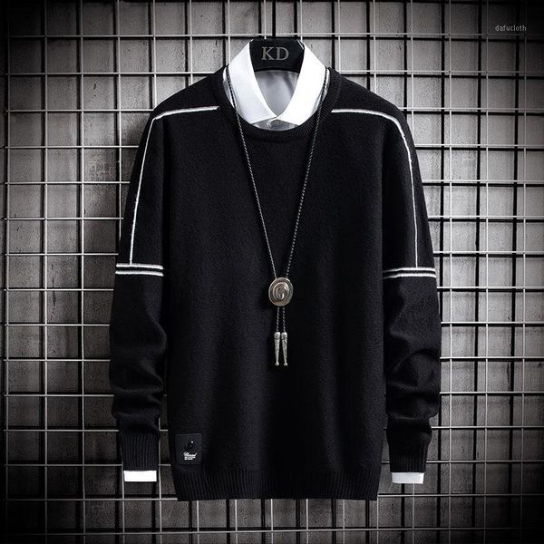 

2020 winter new arrivals thick warm sweaters long sleeve o-neck sweater men brand clothing knitted cashmere pullover men1, White;black
