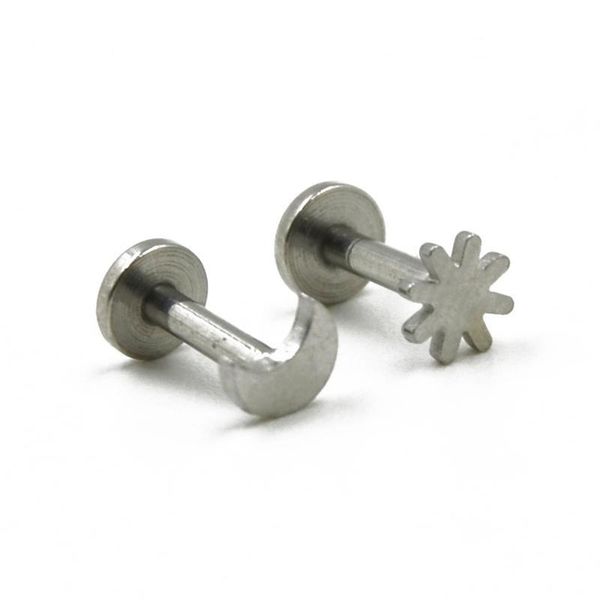 

bog-moon sun stainless steel monroe labret lip bar ring earring push fit 16g thread piercing body jewelry q sqcxbb, Silver