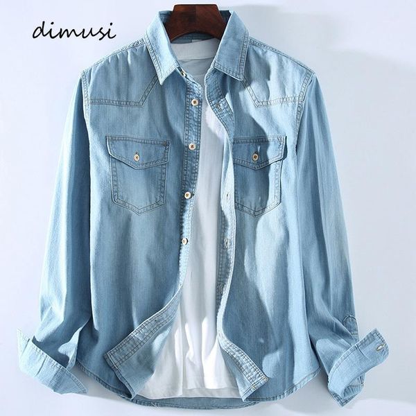 

dimusi mens denim shirt tropical casual men long sleeve windbreaker shirt male cotton cowboy jean shirts clothing 3xl,ya9341, White;black