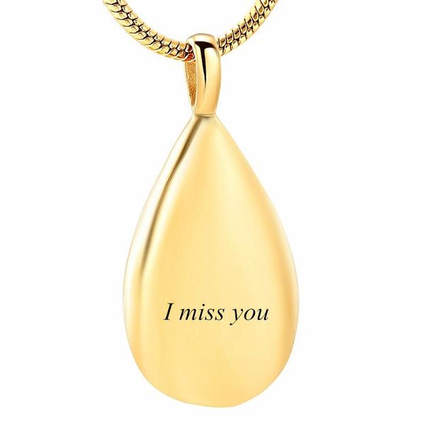 

ijd9945 teardrop stainless steel gold carved cremation souvenir pendant for ashes urn keepsake memorial necklace jewelry, Silver