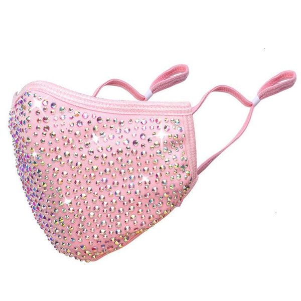 

factoryx1rhmasks fashion mouth dustproof pm2.5 bling diamond protective washable reusable women colorful rhinestones face mask 10 n