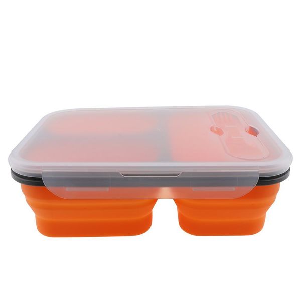 

sile 1350ml портативный обентерный ящик для ланча три решетки прямоугольник масштабируемая складная коробка bento с ложкой вилкой двойной по