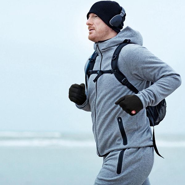 

зимний спорт на открытом воздухе бегущий перчатка теплый сенсорный экран тренажерный зал фитнес полное пальца перчатки для мужчин женщин вяз, Black