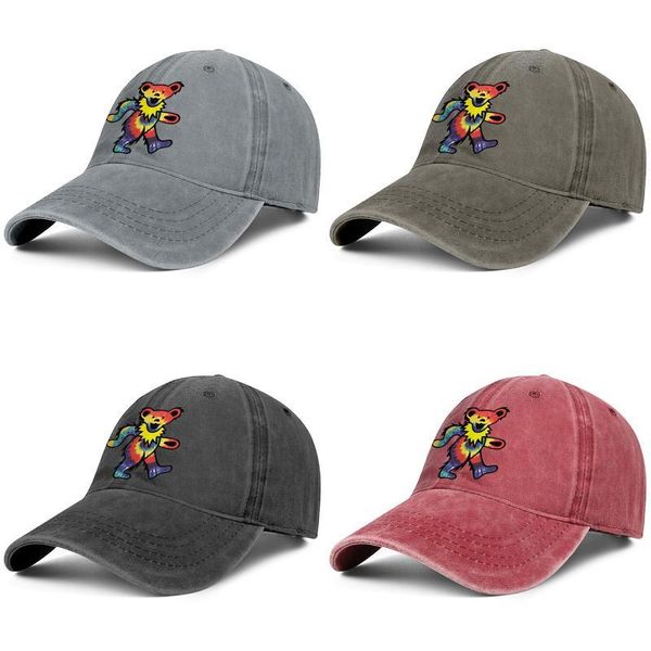 

men women rock the grateful dead dancing bear fashion denim baseball cap cool washed dad hat adjustable vintage ball, Blue;gray