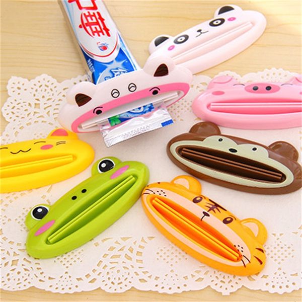 

3d cartoon plastic toothpaste squeeze animal printed toothbrush tube rolling holder frog pig shape squeezing bathroom set wy462q 192 k2