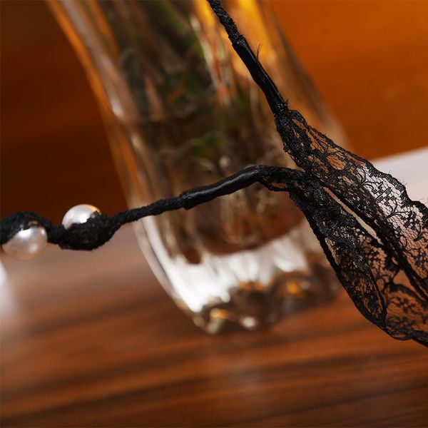 

levao lace pearls hairband ribbon bowknot headband for women elegant pearl beads hair bow bands hoop hair accessories h sqctuf, Black;brown