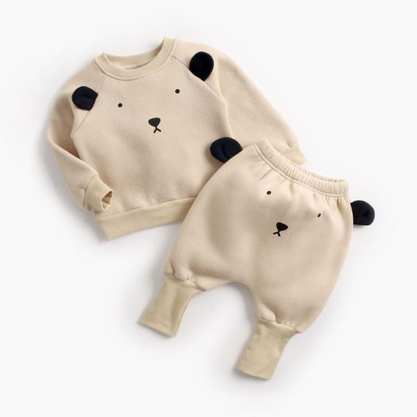 

clothing sets 6m-3t infant kids baby girls boys bear cartoon 2pcs clothes set ears long sleeve hoodie sweater pants spring autumn outfi, White