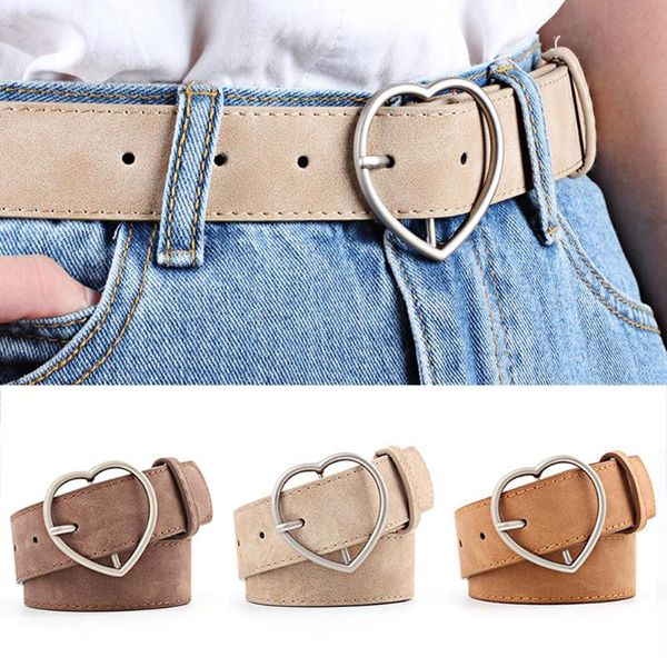 

belts female leather sweetheart buckle with adjustable ladies cute heart-shaped thin belt punk fashion, Black;brown