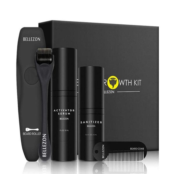 

bellezon 4pcs / установка beard rosity kit enhancer enhancer esshance ущерчище нефть питание esserend - в кондиционере борода care w wmtrfp, Black