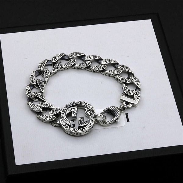 

68% off designer jewelry gujia new double g carved japanese korean trendsetters versatile men and women lovers 925 sterling silver bracelet, Black