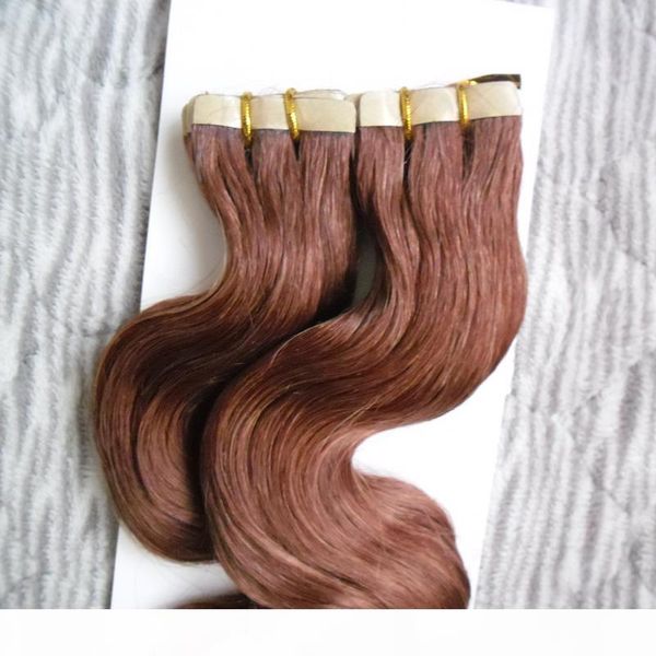 

color #1b #613 #27 #4 tape in hair skin weft 40pcs tape in human hair extensions double drawn remy human hair tape extensions, Black