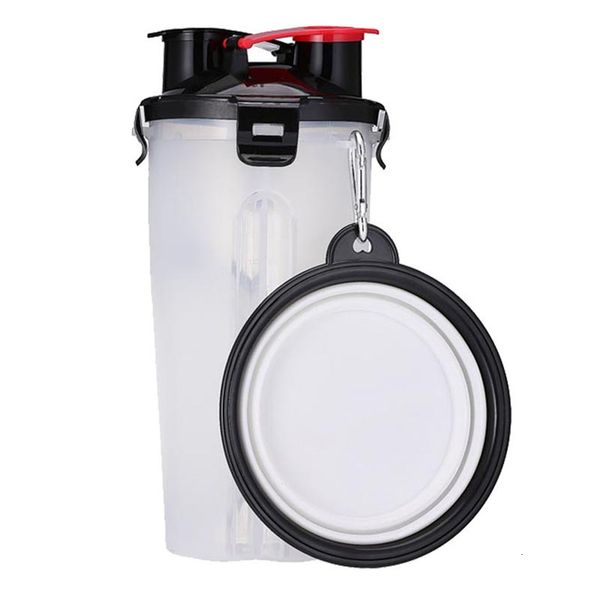 

pet traveling bottle food container 2-in-1 with collapsible outdoor dog water bowls for walking hiking a05