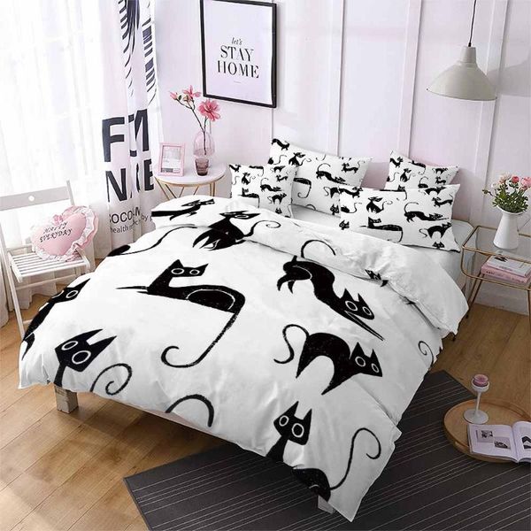 

kids cats bedding sets 2/3 piece animals duvet cover cartoon bedroom decor quilt cover bedspread soft bed linen set for home