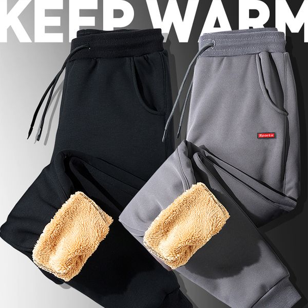 

2021 winter sweatpants sport running pants plush training pants track pants men and women jogginghose pantalon jogging gym c1201, Black