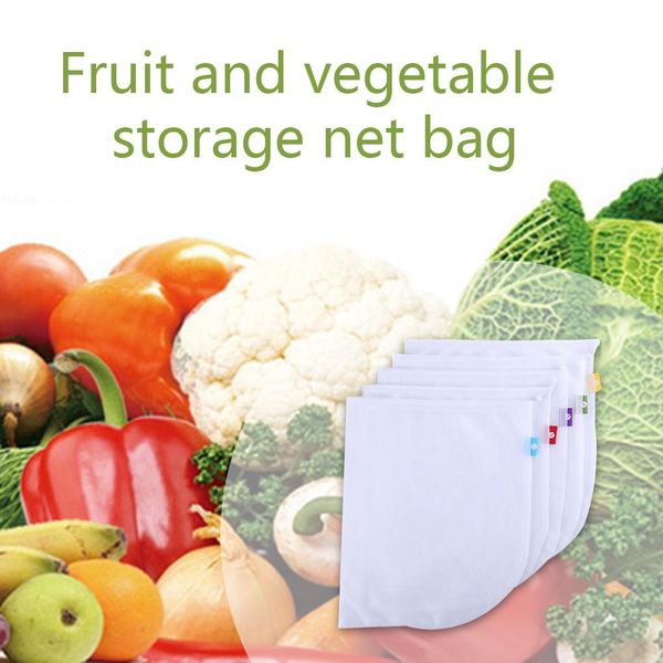 

5шт многоразовые сетки мешков овощные фрукты шнурки сетки сетки для хранения кухонные продукты организатор 5 шт. reourable h bbyzfb sport777