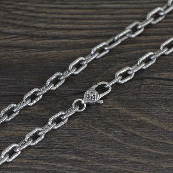 

s925 sterling silver retro peace pttern classical round chain necklace man male thai silver chinese folk-custom necklace jewerly