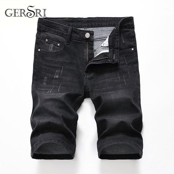 

gersri men's stretch short jeans fashion casual slim fit elastic denim shorts male brand clothes male summer pants1, Blue