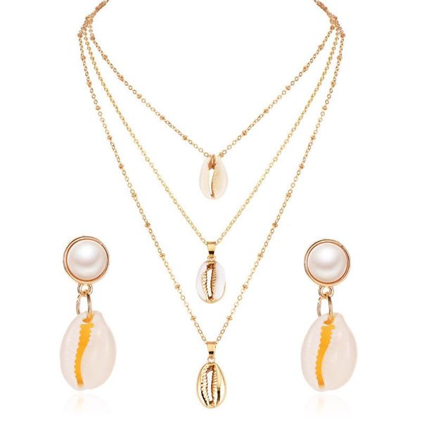 

новый дизайн bohemia shell ожерелье набор для женщин девушки 2019 мода shell ожерелье женские ювелирные изделия установите подарки swy jllhk, Silver