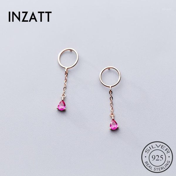 

dangle & chandelier inzareal 925 sterling silver red crystal water drop tassel earrings for elegant women party fine jewelry 2021 accessorie