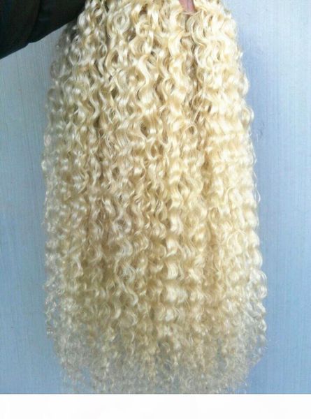 

brazilian human virgin remy curly hair weft natural curl weaves unprocessed blonde 613 double drawn extensions, Black;brown