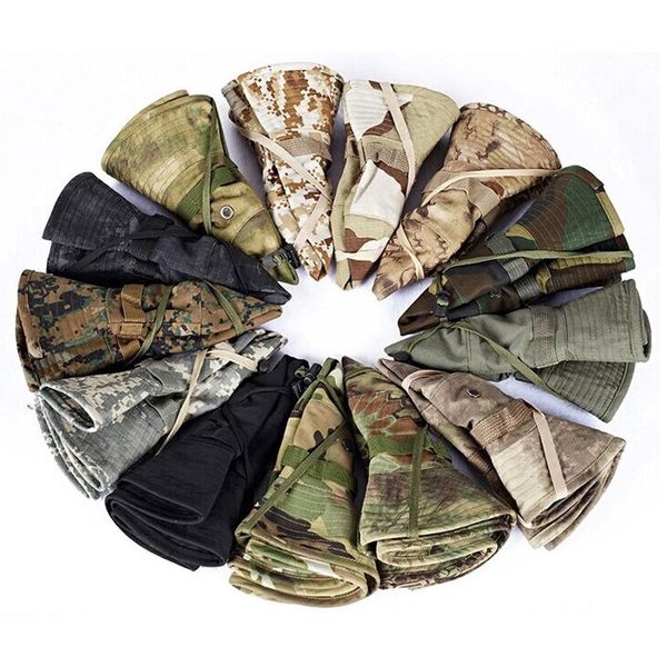 

wide brim hats tactical cap men camouflage boonie hat sun protector outdoor paintball army training fishing hunting hiking, Blue;gray