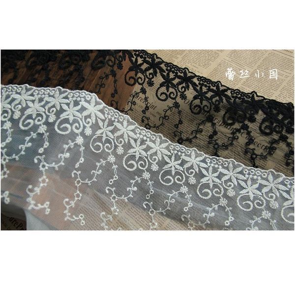 

wholesale 21cm,8.26'' wide 2yards/lot black diy sewing net embroidered lace fabric embroidered lace retro textiles l sqcrlb