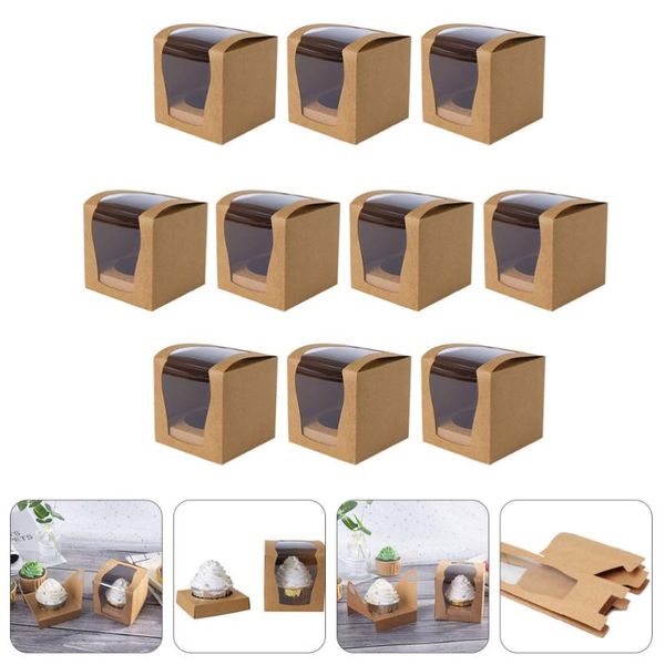 

10pcs kraft paper cake box desserts pastries cookies cakes pies storage box