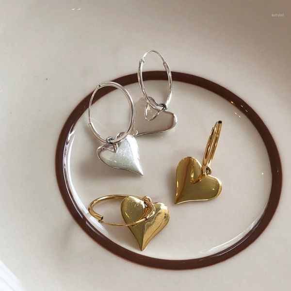 

trendy heart hoop earrings for women 925 sterling silver gold hoops earrings korean style ear rings party huggie fashion jewelry1, Golden;silver