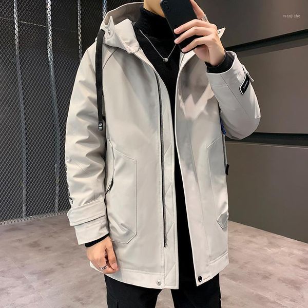 

mens winter down jacket men 2020 new hooded warm fashions jackets coat solid color windbreaker loose casual jacket for men1, Black