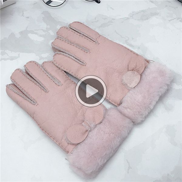 

new women sheepskin leather gloves female winter warm fashion windproof antie gloves, Blue;gray