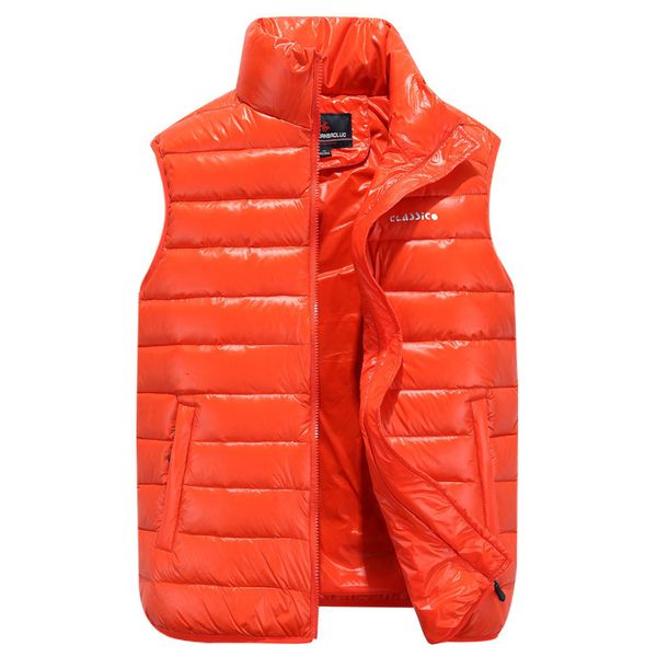 

men's down vest with vertical collar, Black;white