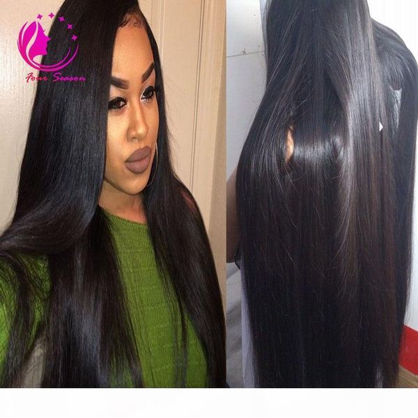 

130-180% density glueless lace front human hair wigs soft peruvian virgin hair wigs long straight lace human hair wigs for black women, Black;brown