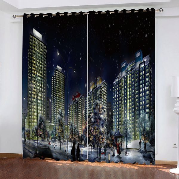 

customized size luxury blackout 3d window curtains for living room night building curtains blackout curtain