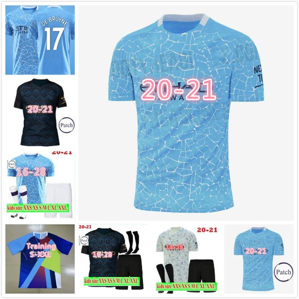 

2020 2021 top tailand stearling de bruyne kun aguero 19 20 21 манчестер футбол джерси сити джерси футболка мужчины детский комплект униформа, Black;yellow
