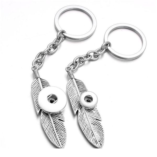 

new snap jewelry 12mm 18mm metal leaf snap button keychains keyring pendant for women girls gi qyliza