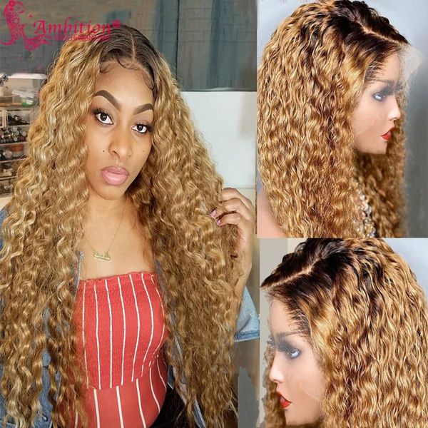 

lace wigs curly 13x6 front wig pre plucked human hair frontal 13x4 ombre bleached knot with baby, Black;brown
