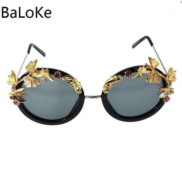 

sunglasses fashion brand designer oversize sun glass women retro crystals round frame ladies eyewear oculos1, White;black