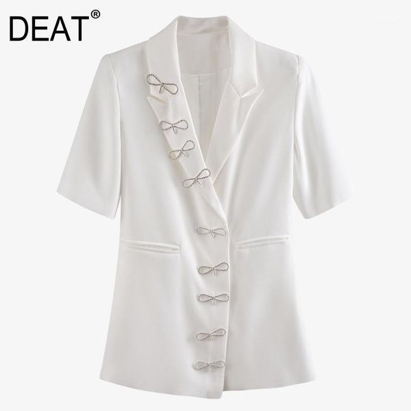 

deat 2020 new summer and autumn fashion short sleeves bow buttons single breasted high waist blazer female wm70000l1, White;black