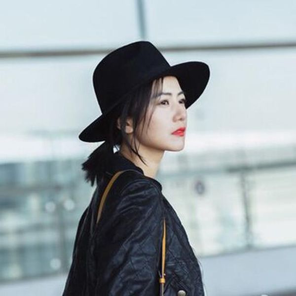 

2017 women new summer soft vintage wide brim wool felt bowler fedora hat floppy cloche women's panama sun hat ng wmtlpg xhlove, Black;white