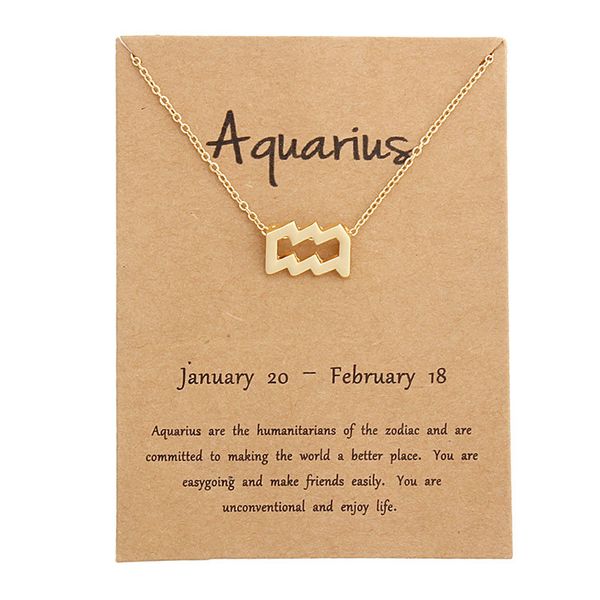 

new 12 constellation aquarius pendant necklaces virgo necklace birthday gifts message card for women girl jewelry, Silver