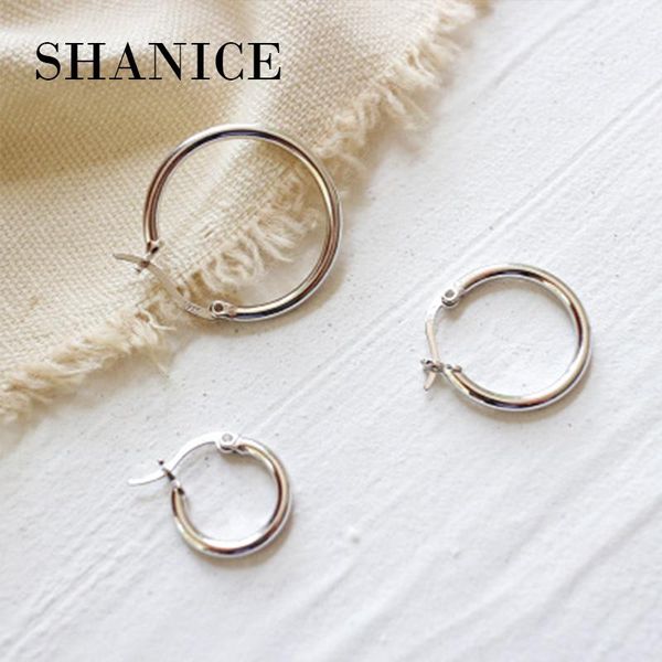 

shanice 100% real pure 925 sterling silver fashion design small huggie geometry hollow hoop earrings for womens cluster jewelry, Golden;silver