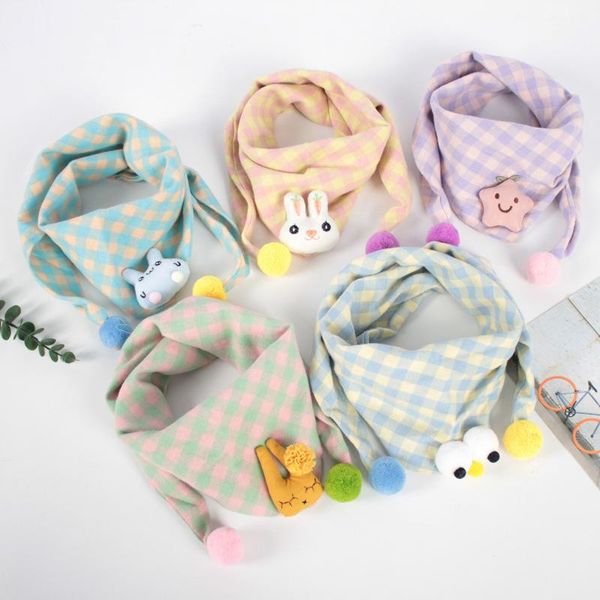 

winter baby scarf thin cute printed cotton bibs cotton and linen plaid children girls boys neckerchief kids collar scarve wj153, Blue;gray