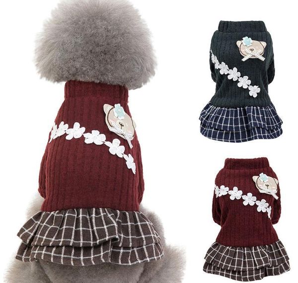 

new fashion pet elegant skirt autumn and winter keep warm cat dog clothing plaid skirt cat and d jllwik xmh_home