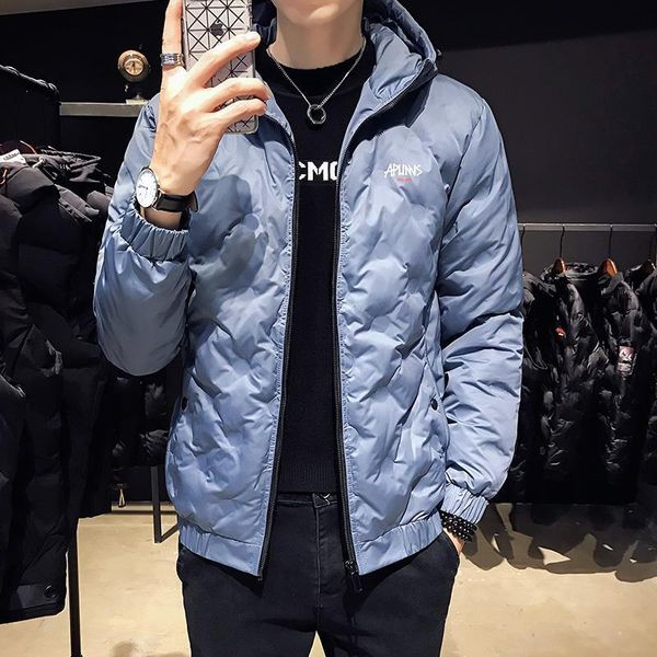 

new hooded jacket light and handsome cotton padded jacket men's winter cotton padded jacket 2020 casual coat, Black;white