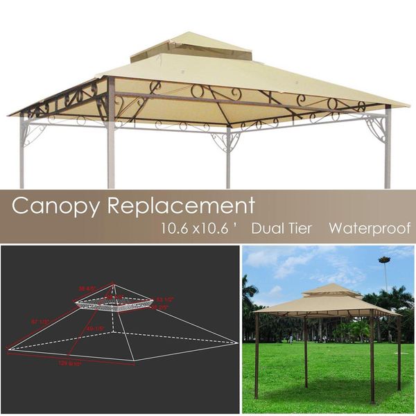 

10.6'x10.6' gazebo replacement outdoor canopy for water resistant 2 tier
