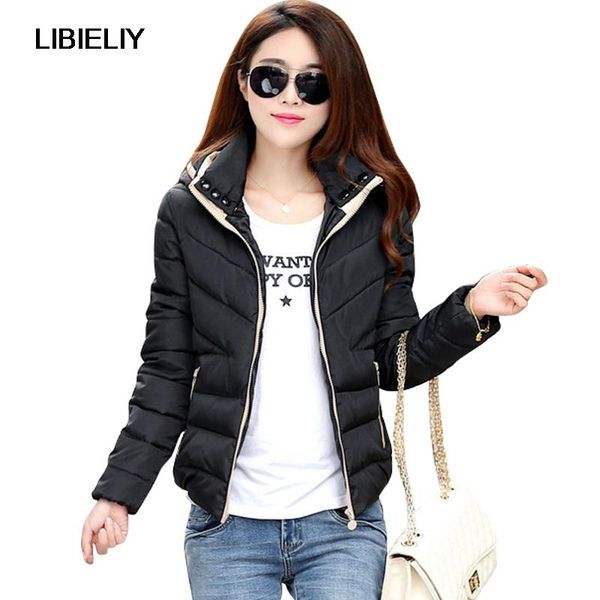 

nice new basic jacket women autumn winter short coats solid hooded down cotton padded slim warm pockets female jacket coats, Black;brown