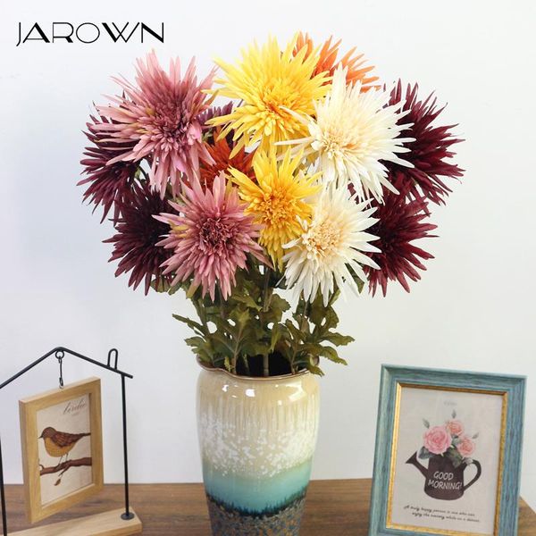 

jarown artificial 2 heads marigold flower silk fake chrysanthemum flowers simulation plants wedding party decorative home decor