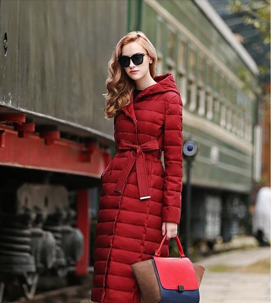 

veste d'hiver chaude femmes marque de mode blanc duvet de canard parka ultra-lger doudoune longue lgante outwear lj201127, Black