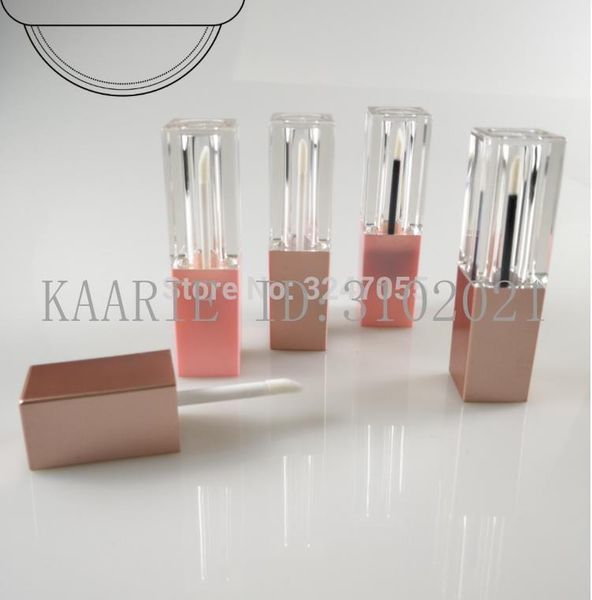 

10/30/50pcs black square plastic lip gloss tube, empty clear lipgloss tube with rose gold cap,pink beauty lip oil packing bottle