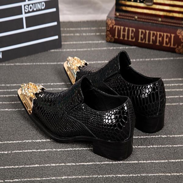 

new arrival italy leather genuine mens metal tip dress shoes suit wedding party formal business style shoes cetar, Black